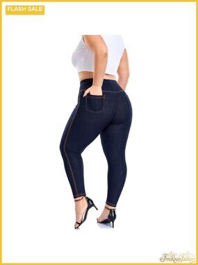 High Waist Tummy Control Jeggings for Women Plus Size Stretchy Denim Leggings